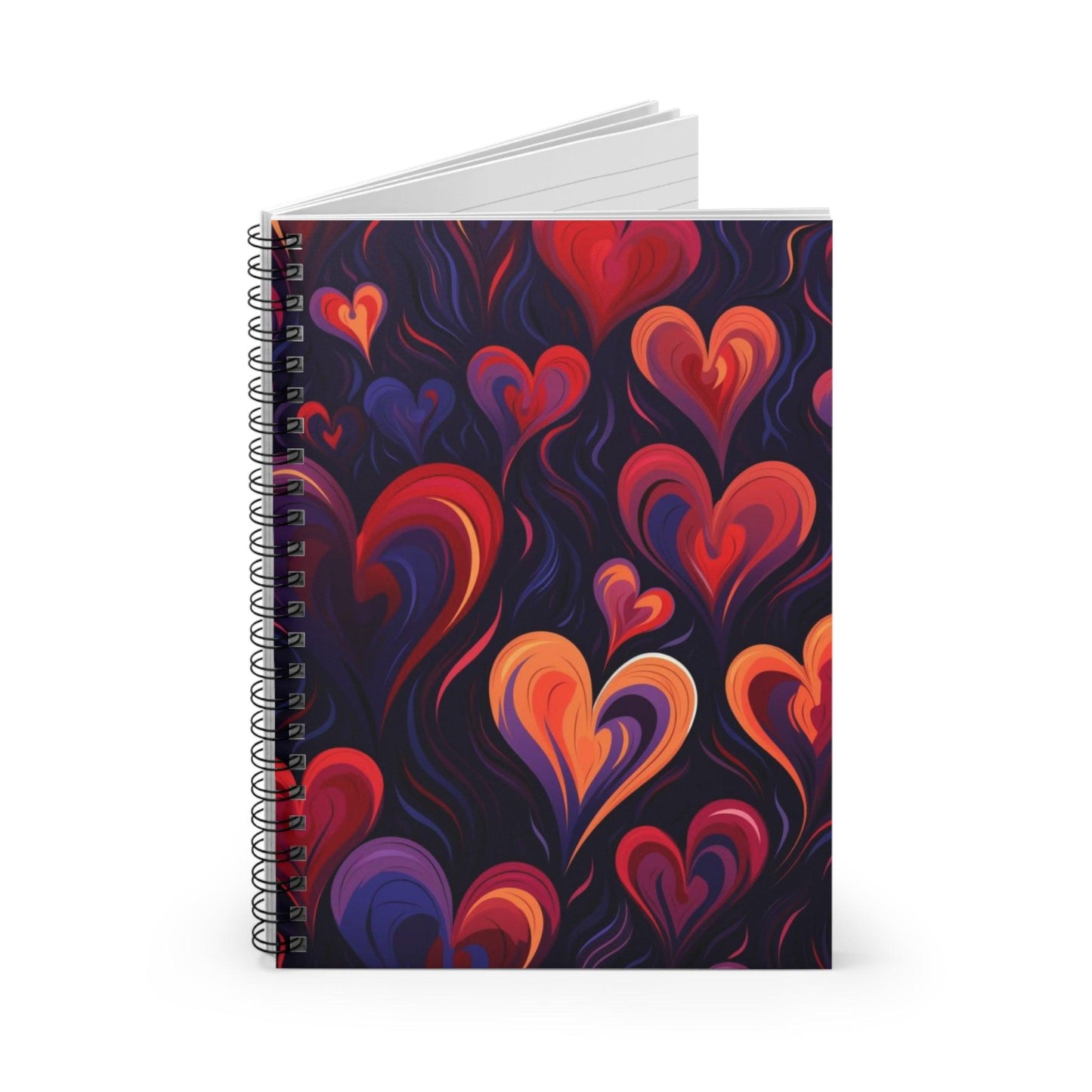 Ruled Line Cute Heart Spiral Notebook - Perfect for School and Office - Texts and Threads