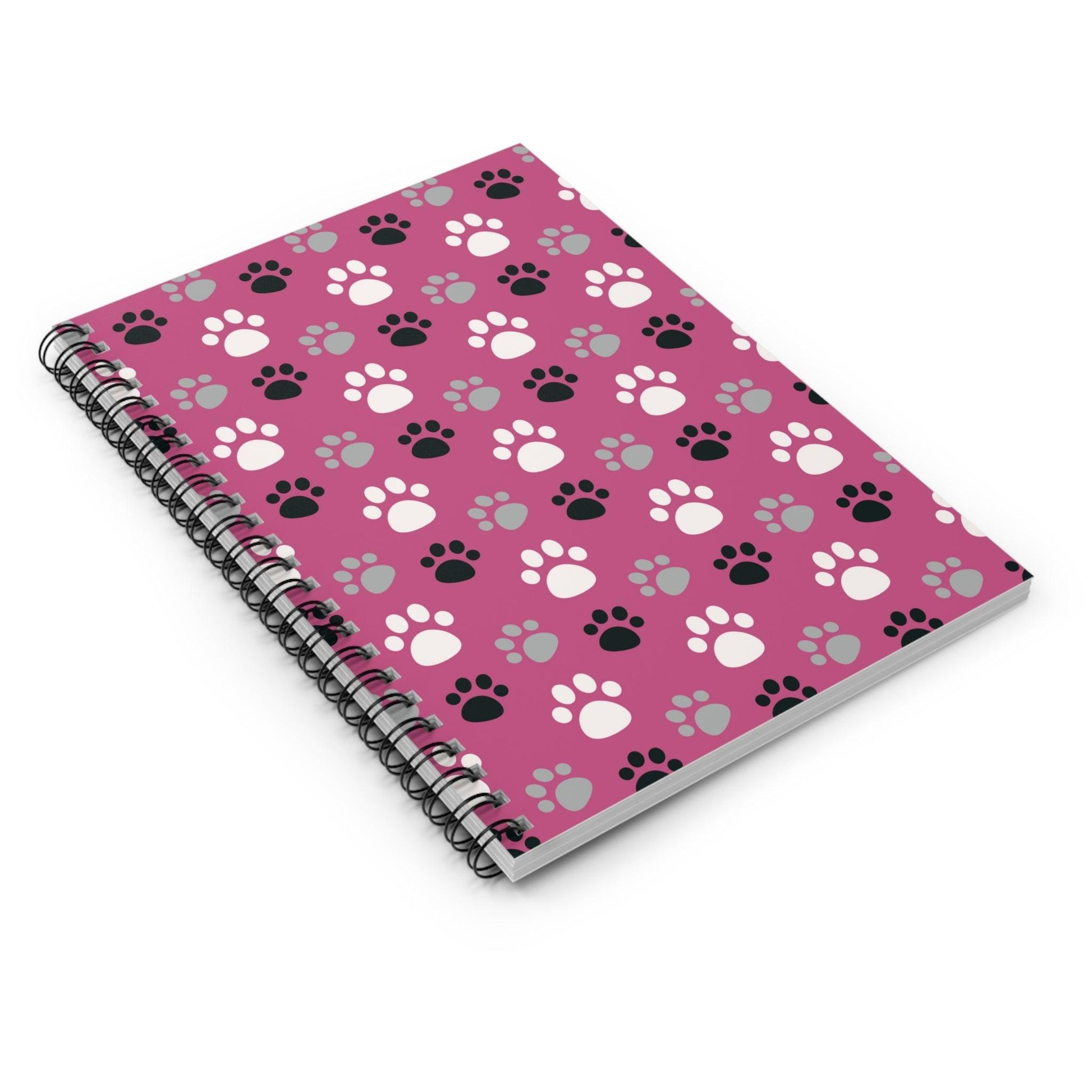 Ruled Line Adorable Pink Dog Paws Spiral Notebook for Pet Lovers - Texts and Threads