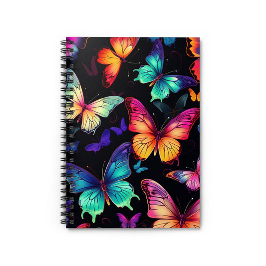 Ruled Line Vibrant Butterfly Print Spiral Notebook for Students - Texts and Threads