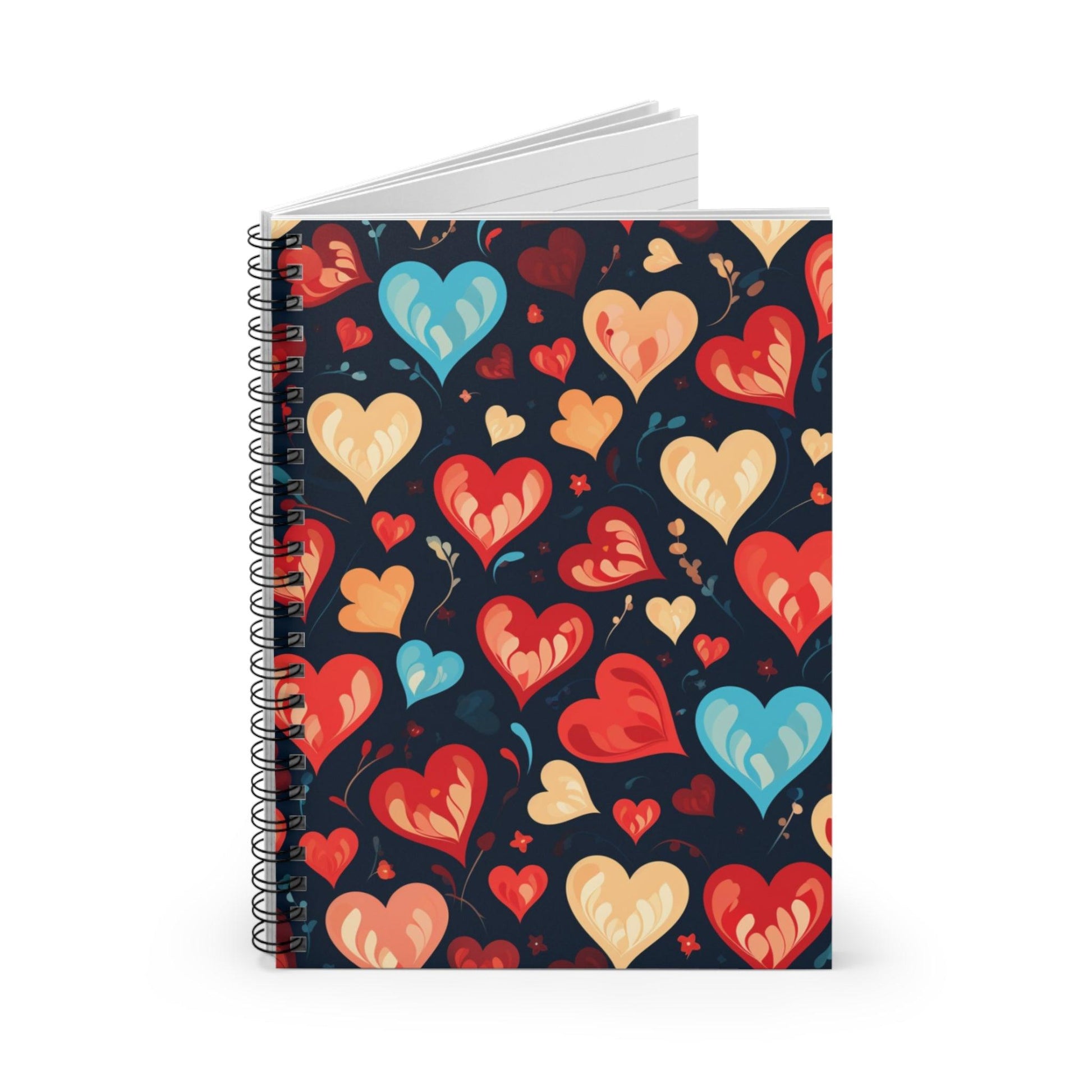 Ruled Line Elegant Heart-Themed Spiral Notebook for Daily Inspiration - Texts and Threads