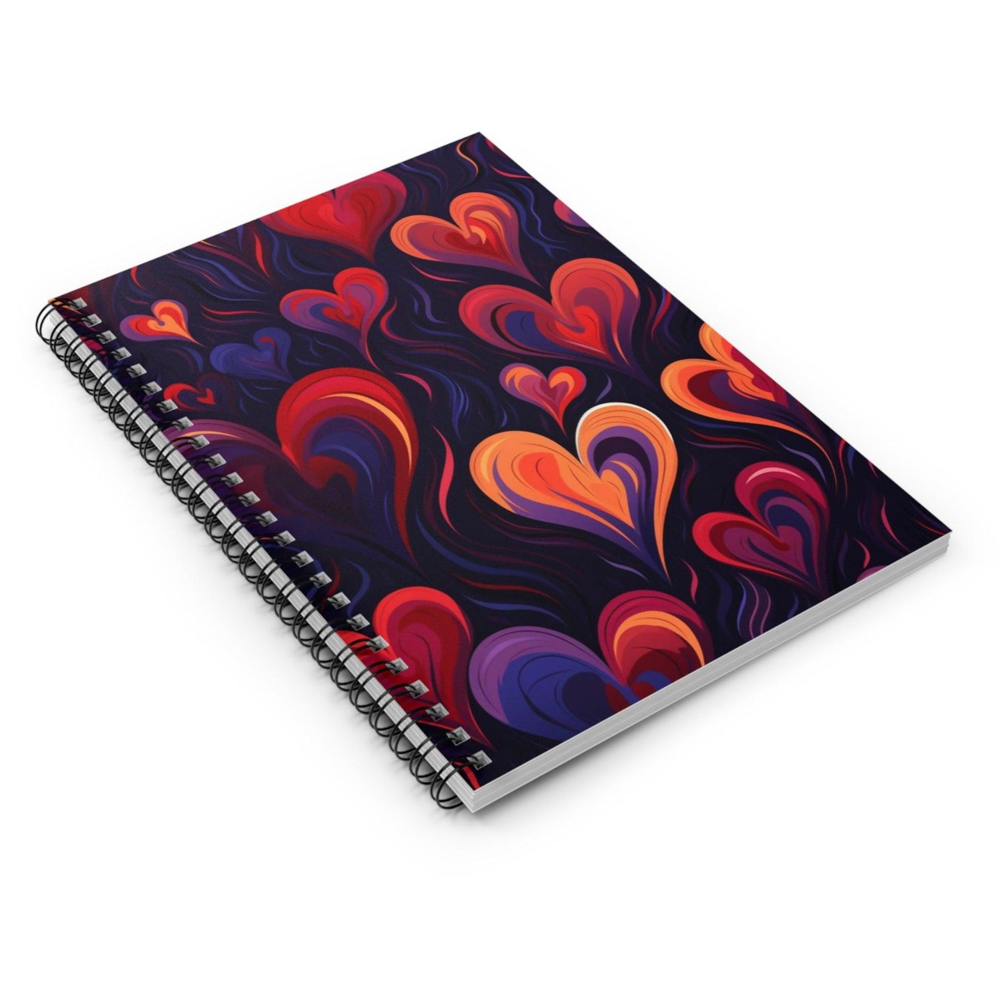 Ruled Line Cute Heart Spiral Notebook - Perfect for School and Office - Texts and Threads