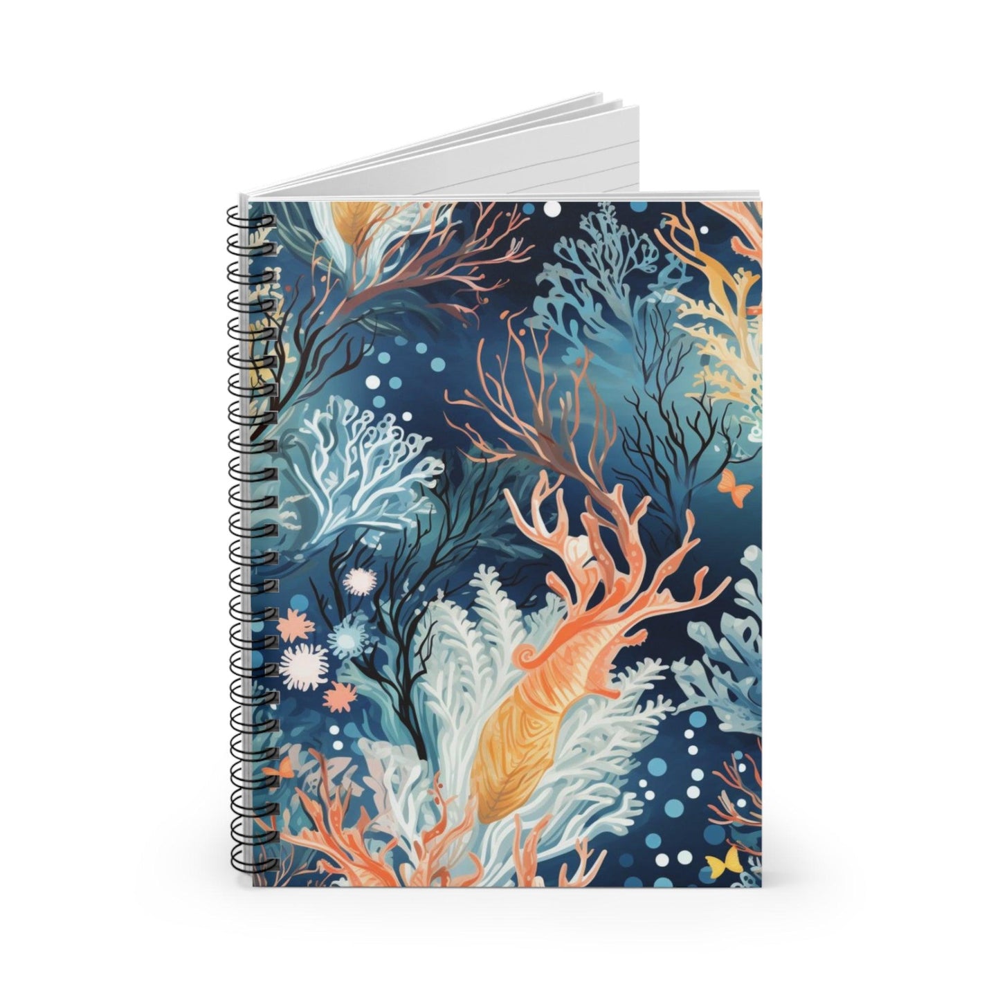 Ruled Line Sea Life Themed Spiral Notebook for Ocean Lovers - Texts and Threads