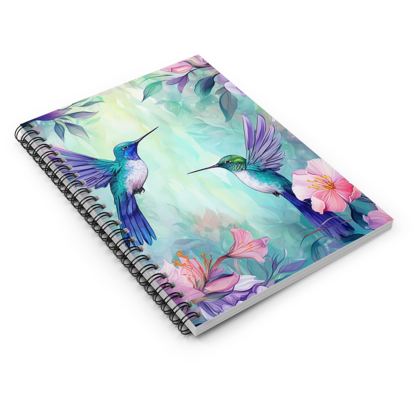 Floral Serenade: Hummingbird Design Spiral Journal