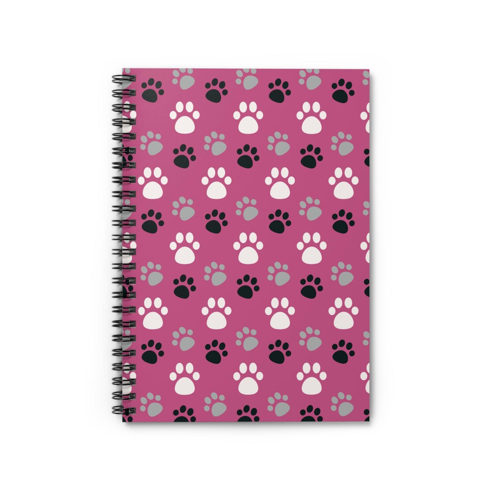 Ruled Line Adorable Pink Dog Paws Spiral Notebook for Pet Lovers - Texts and Threads