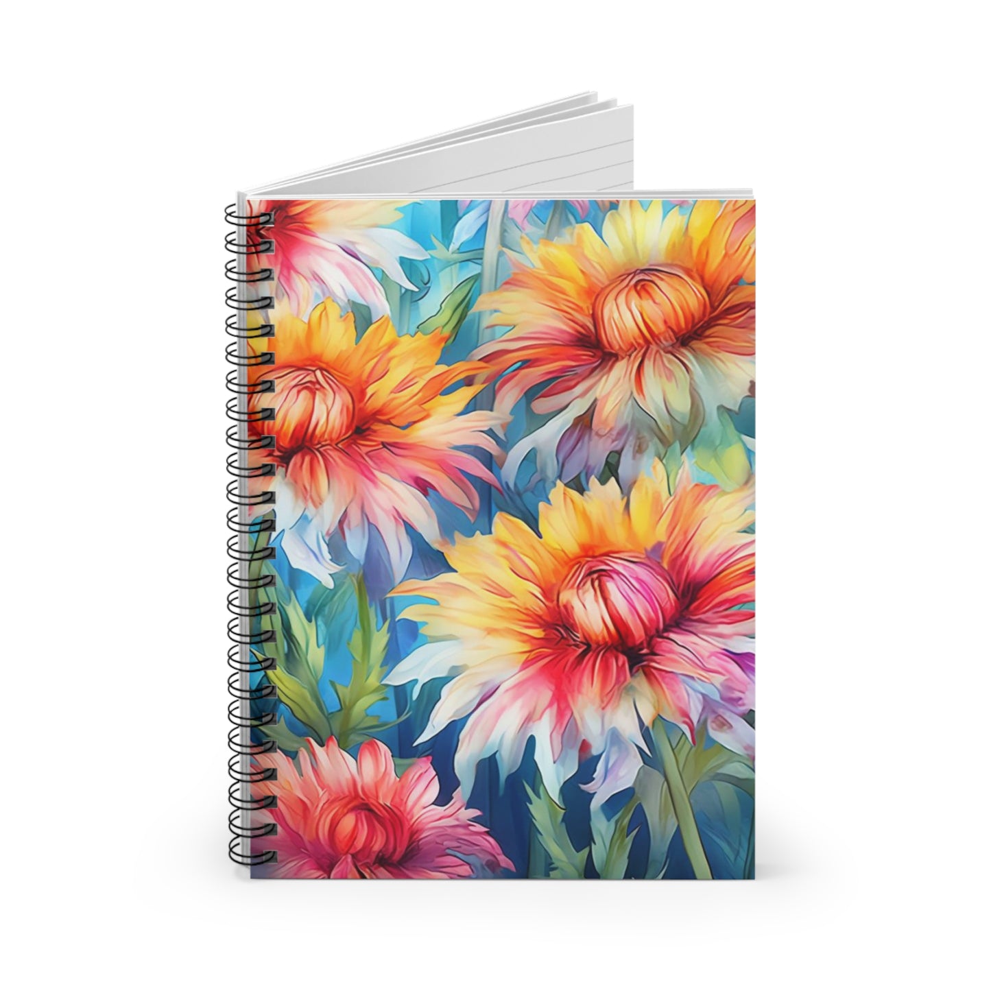 Colorful Garden: Bright Flower Spiral Journal