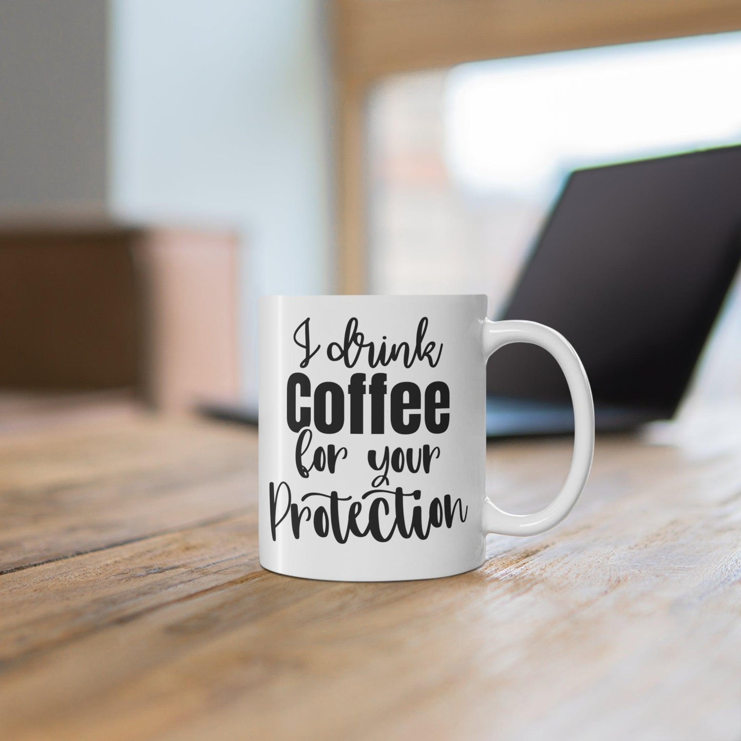 Savior Sips: Protective Coffee Humor Mug - Texts and Threads