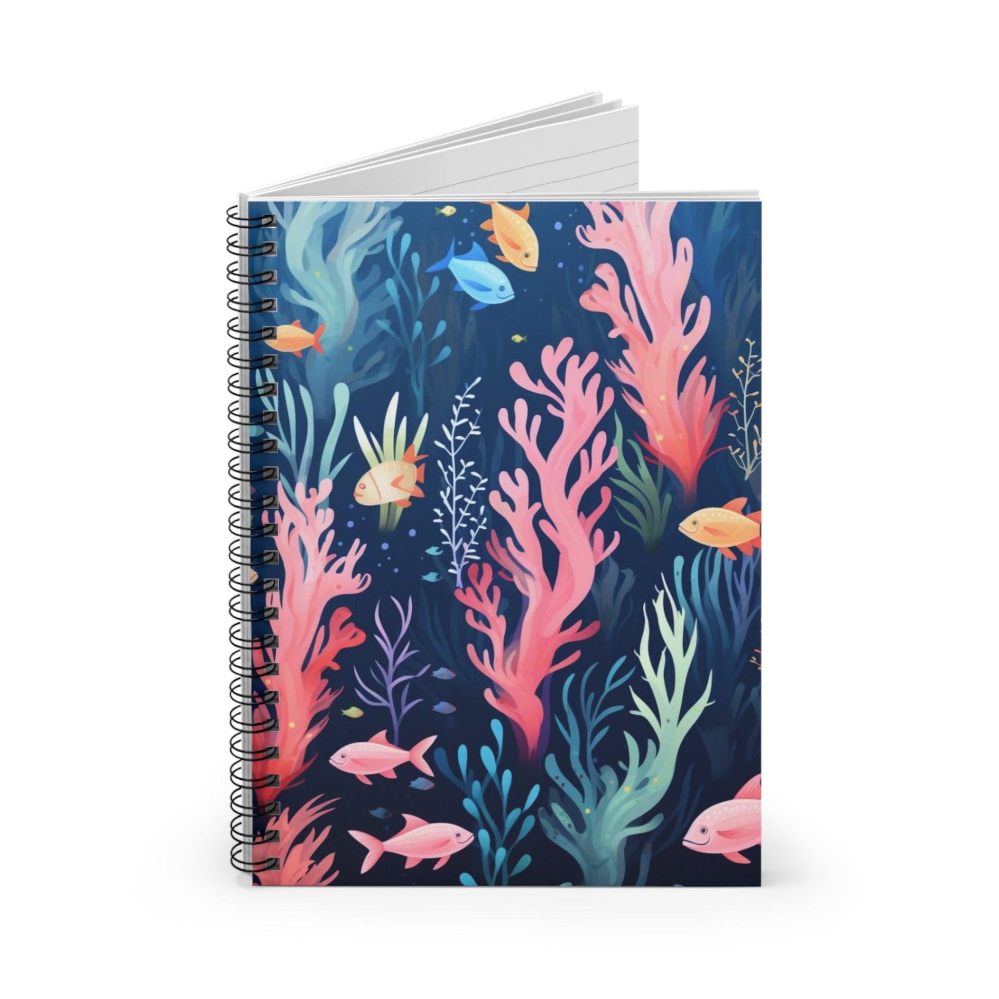 Ruled Line Vibrant Sea Life Spiral Notebook for Daily Inspiration - Texts and Threads