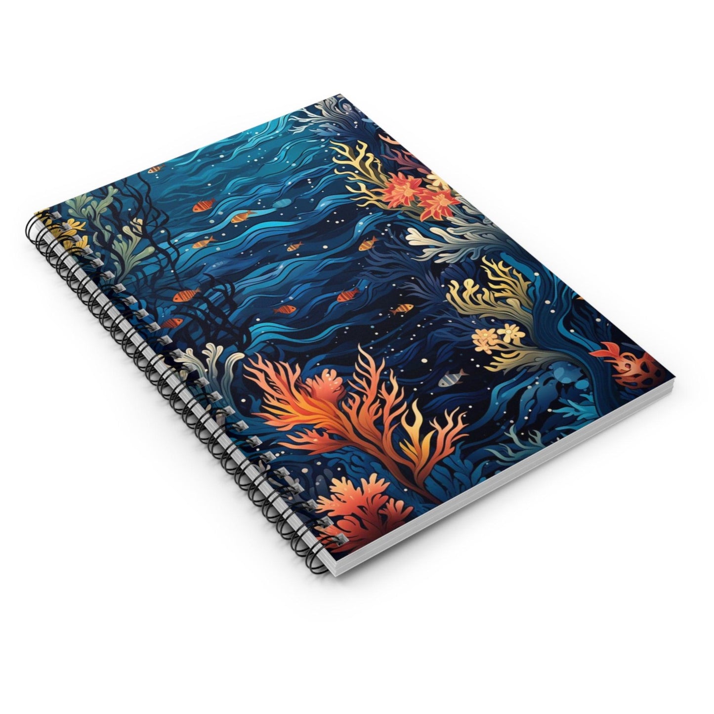 Ruled Line Beautiful Ocean Wildlife Spiral Notebook - Texts and Threads