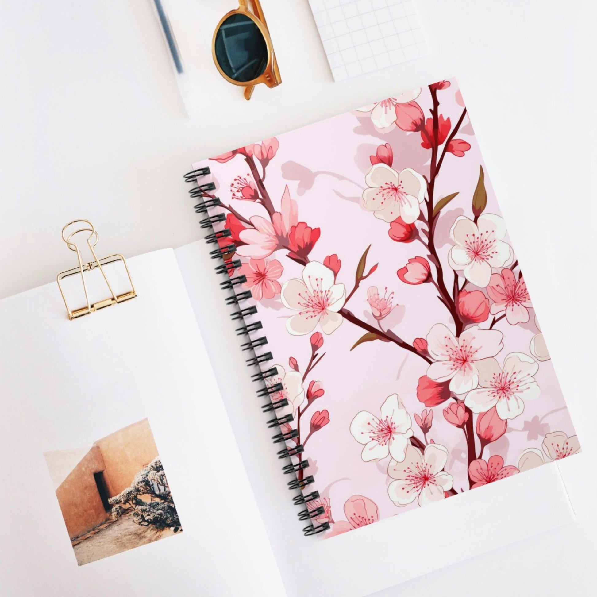 Ruled Line Beautiful Cherry Blossoms Notebook for Peaceful Writing - Texts and Threads