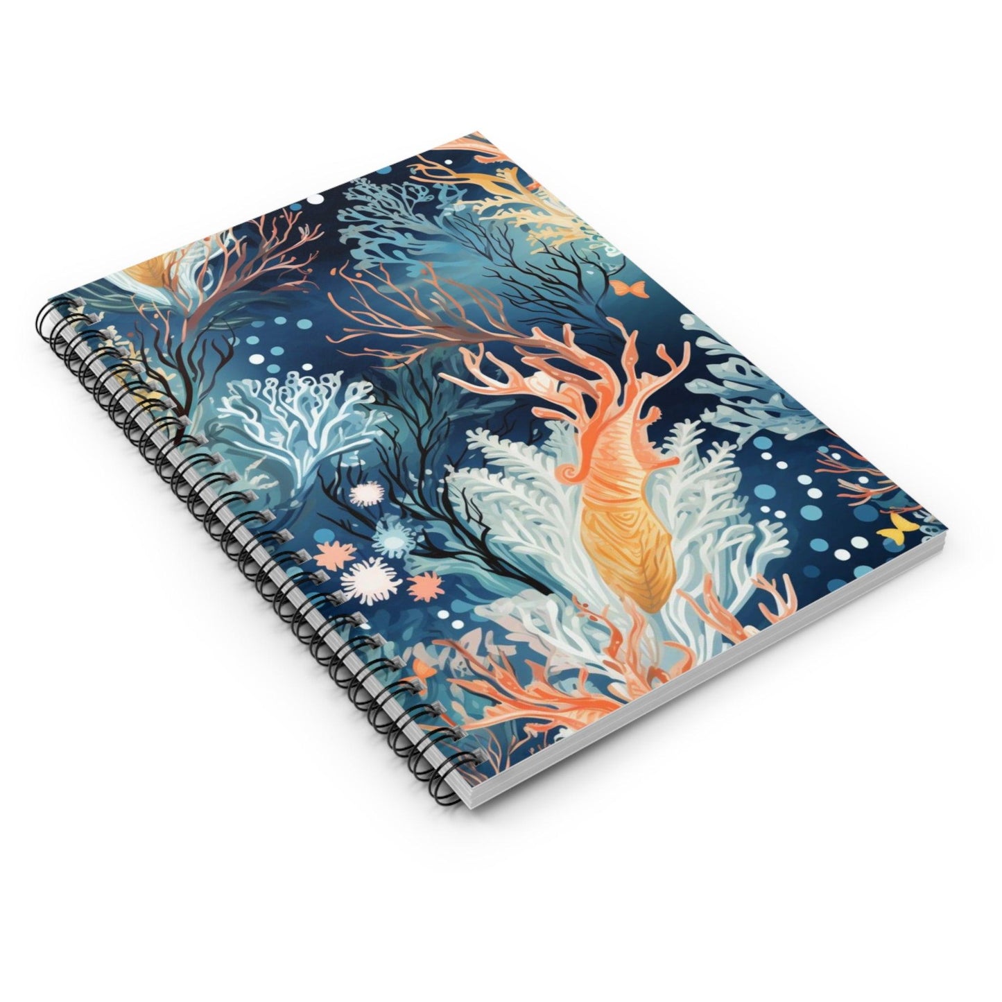 Ruled Line Sea Life Themed Spiral Notebook for Ocean Lovers - Texts and Threads