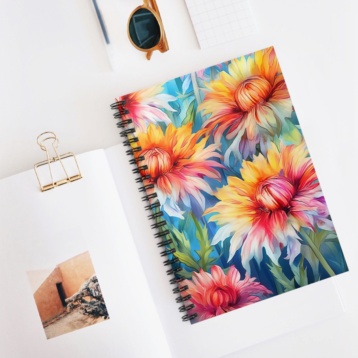 Colorful Garden: Bright Flower Spiral Journal