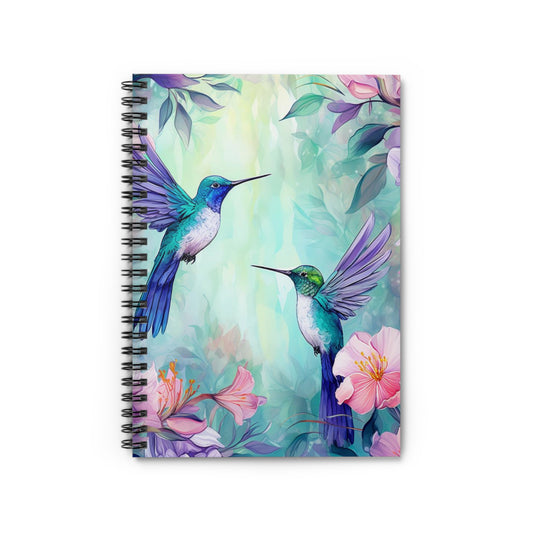 Floral Serenade: Hummingbird Design Spiral Journal