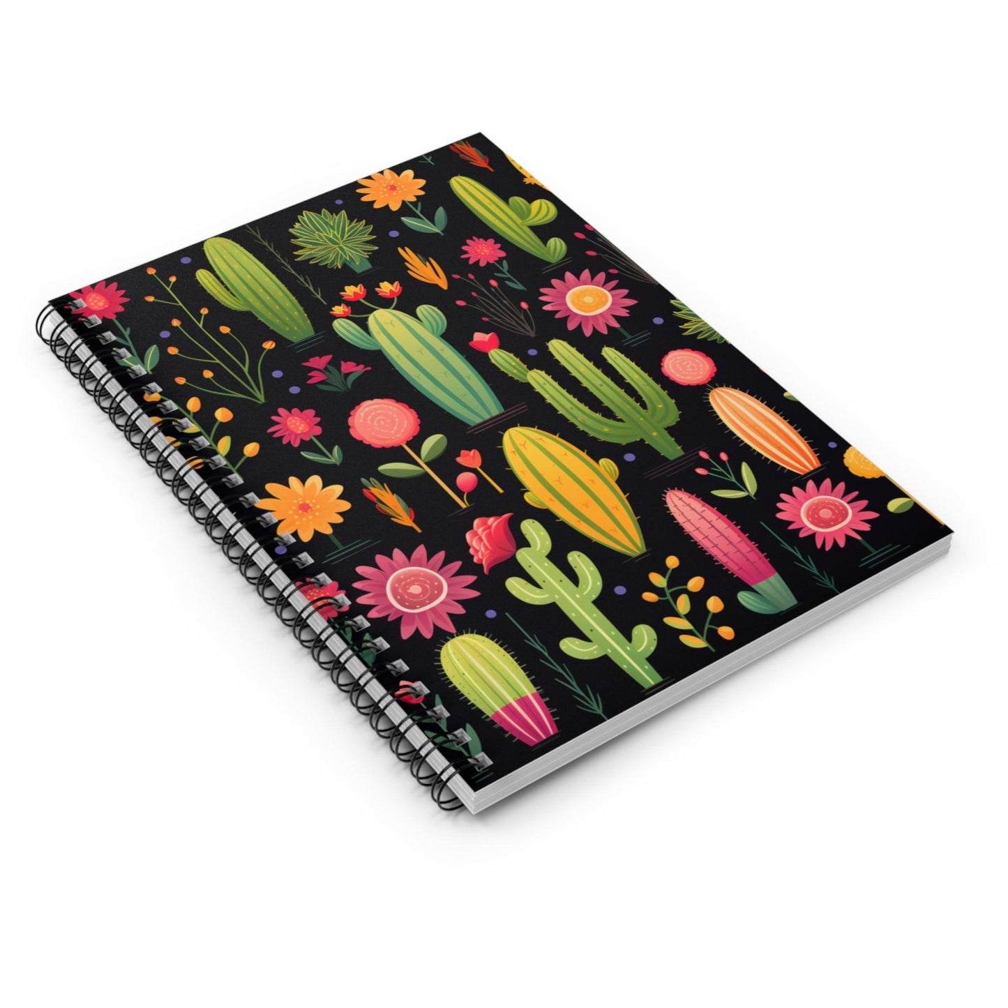 Ruled Line Charming Cacti Spiral Notebook for Nature Lovers - Texts and Threads