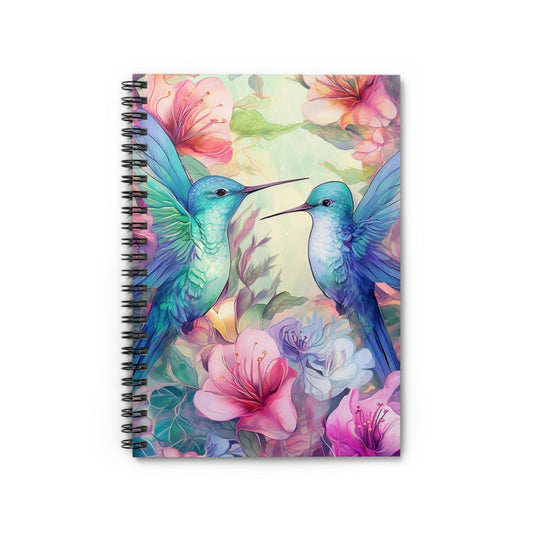 Ruled Line Beautiful Hummingbird-Themed Spiral Notebook - Texts and Threads