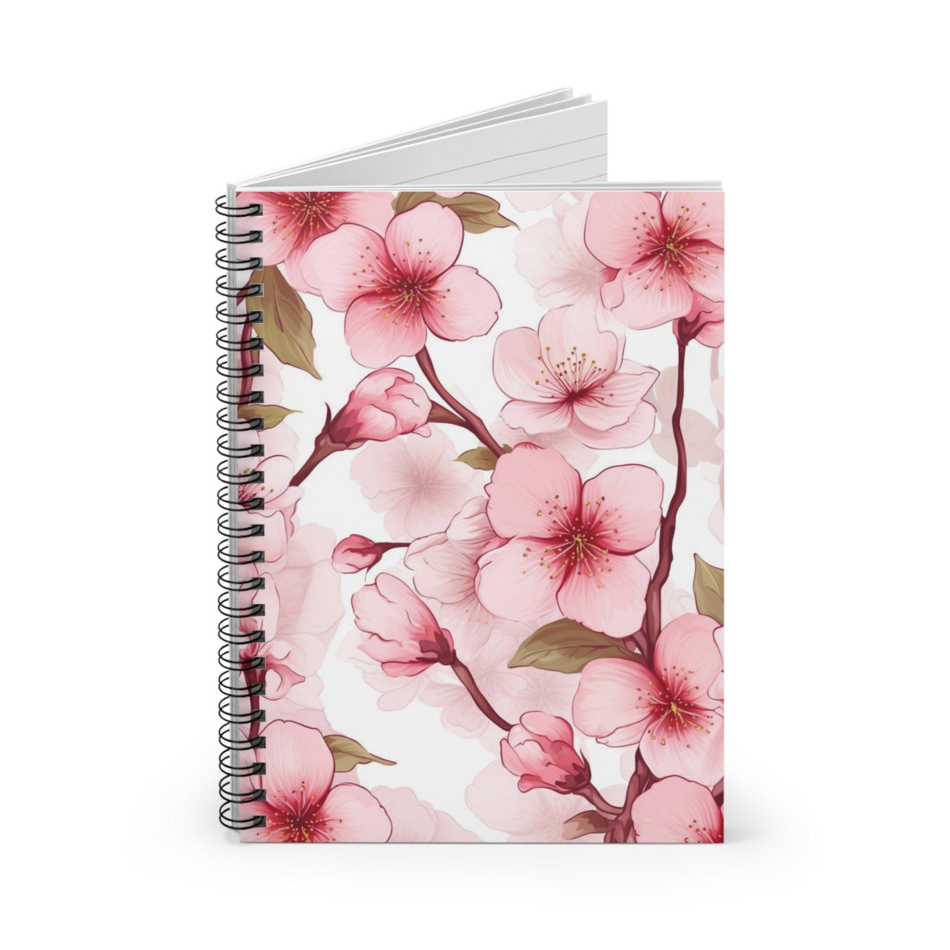 Ruled Line Vibrant Cherry Blossoms Notebook for Journaling - Texts and Threads