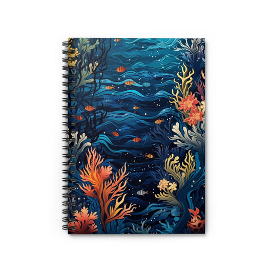 Ruled Line Beautiful Ocean Wildlife Spiral Notebook - Texts and Threads