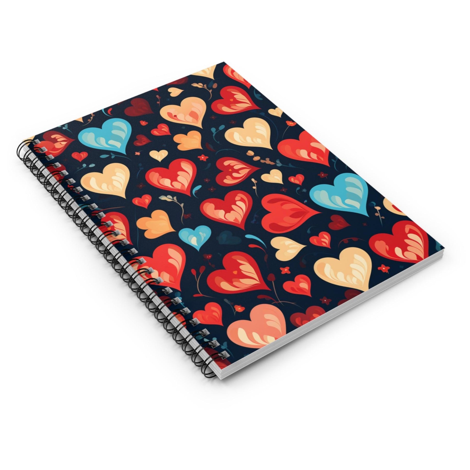 Ruled Line Elegant Heart-Themed Spiral Notebook for Daily Inspiration - Texts and Threads