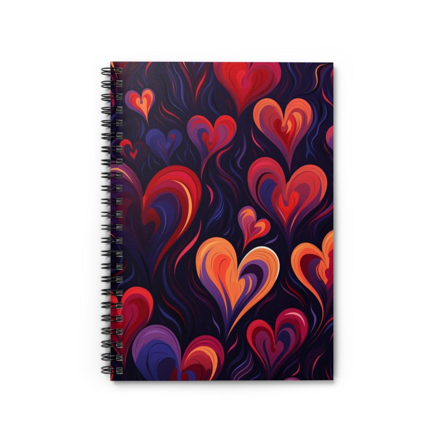 Ruled Line Cute Heart Spiral Notebook - Perfect for School and Office - Texts and Threads