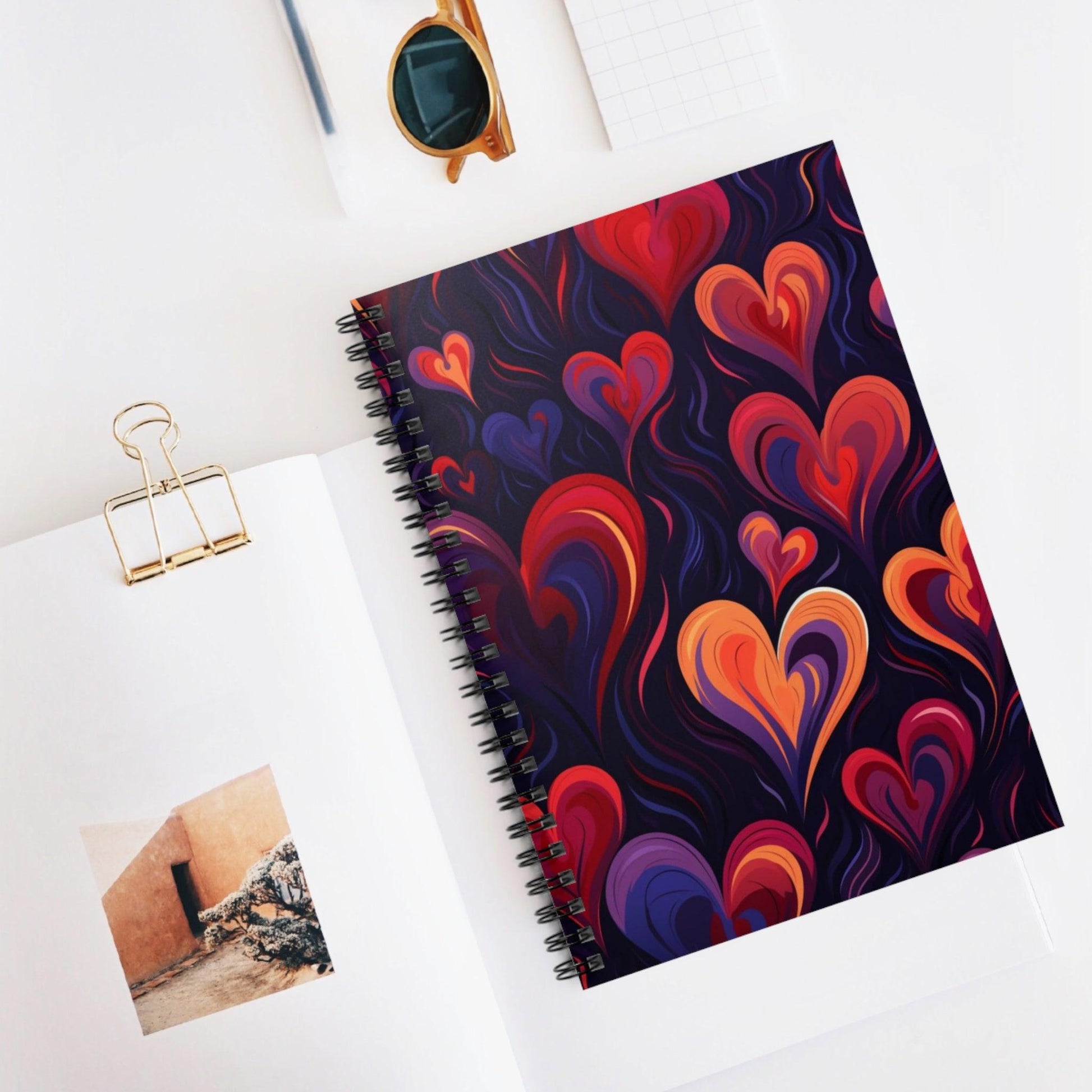 Ruled Line Cute Heart Spiral Notebook - Perfect for School and Office - Texts and Threads