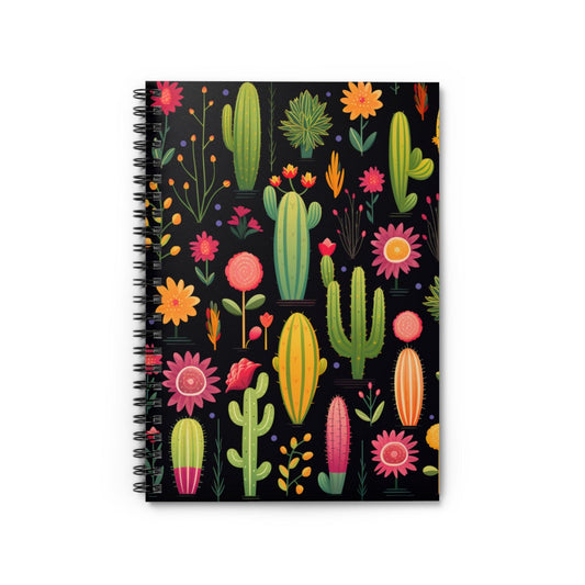 Ruled Line Charming Cacti Spiral Notebook for Nature Lovers - Texts and Threads