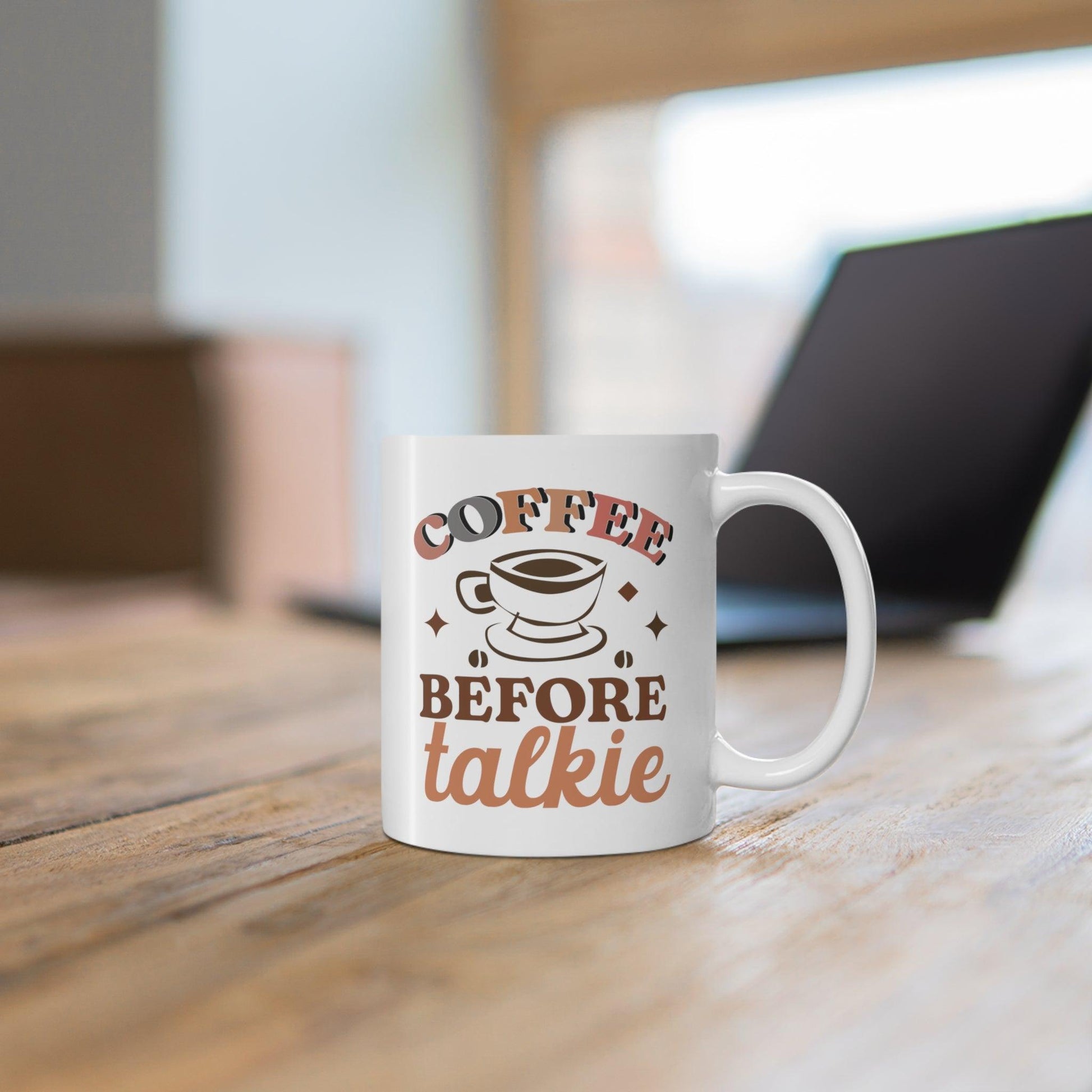 Wake-Up Call: Coffee Before Talkie Ceramic Mug - Texts and Threads