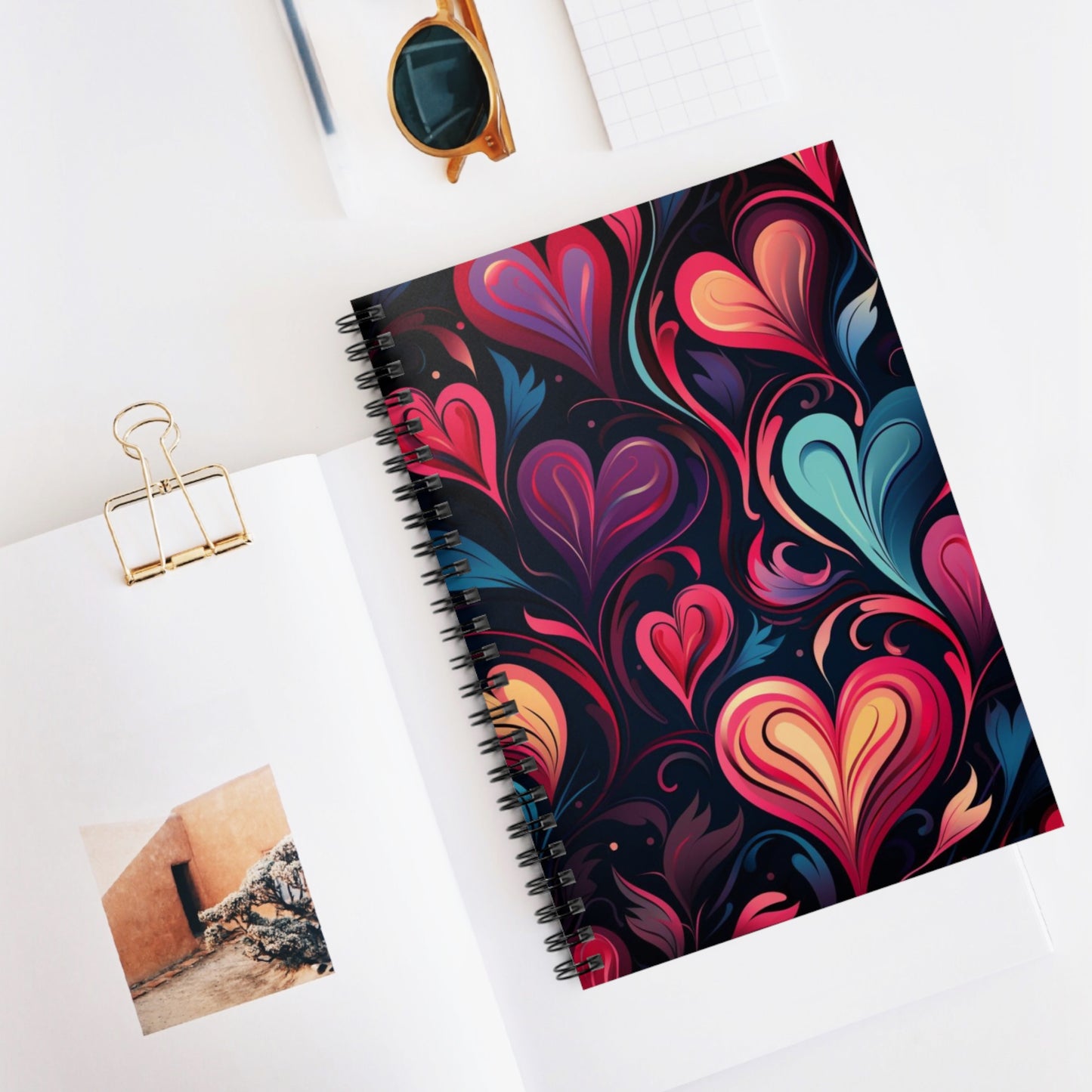 Heartful Abstractions: Artistic Heart Shape Spiral Journal