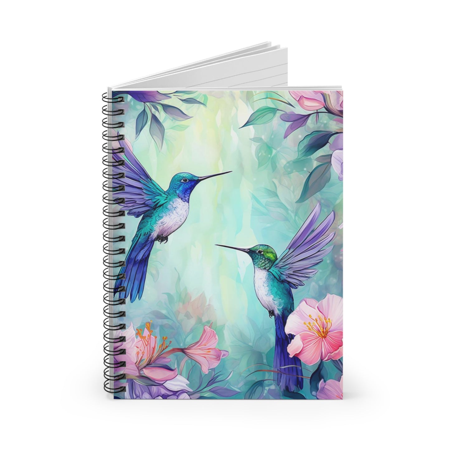 Floral Serenade: Hummingbird Design Spiral Journal