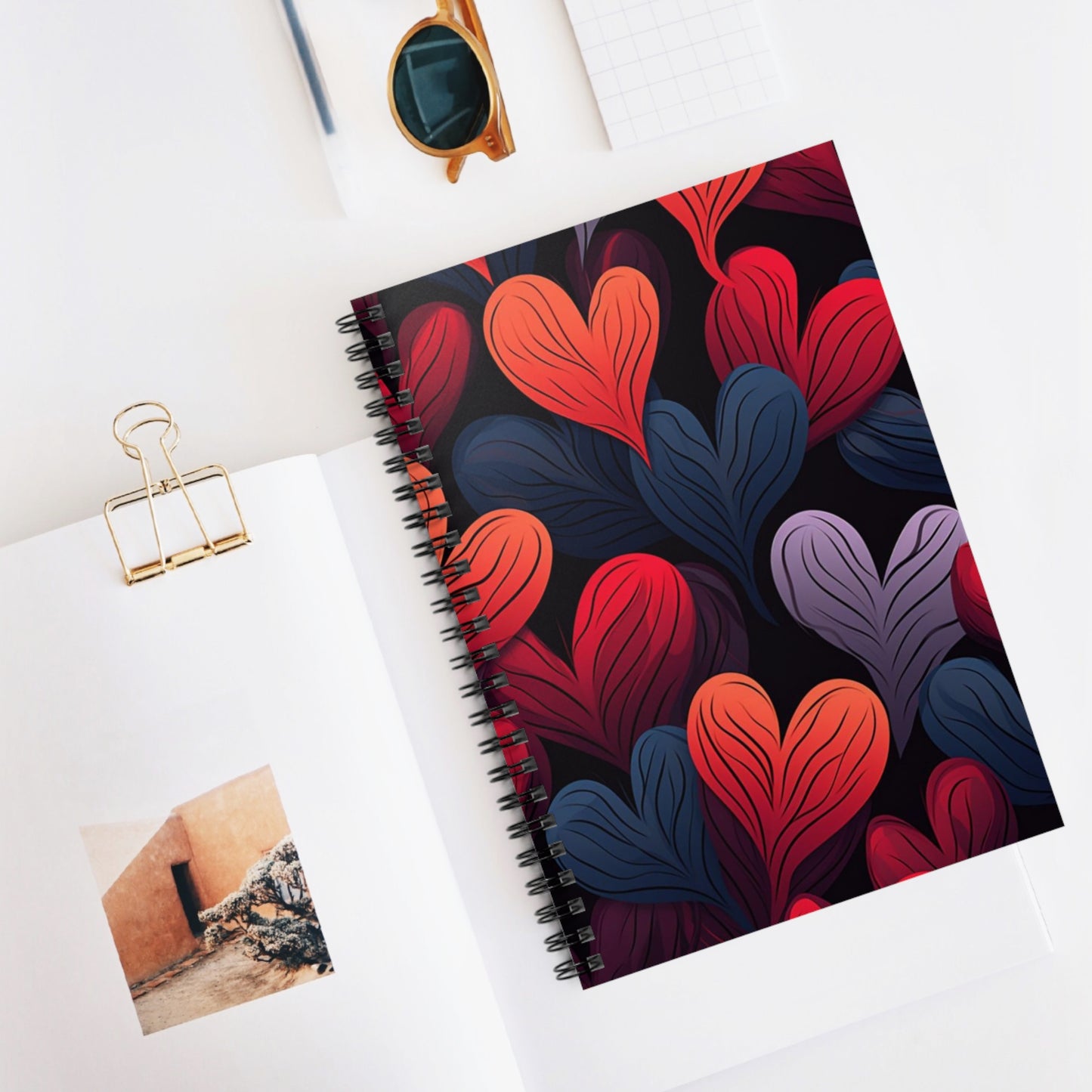 Geometric Hearts: Modern Abstract Heart Spiral Journal