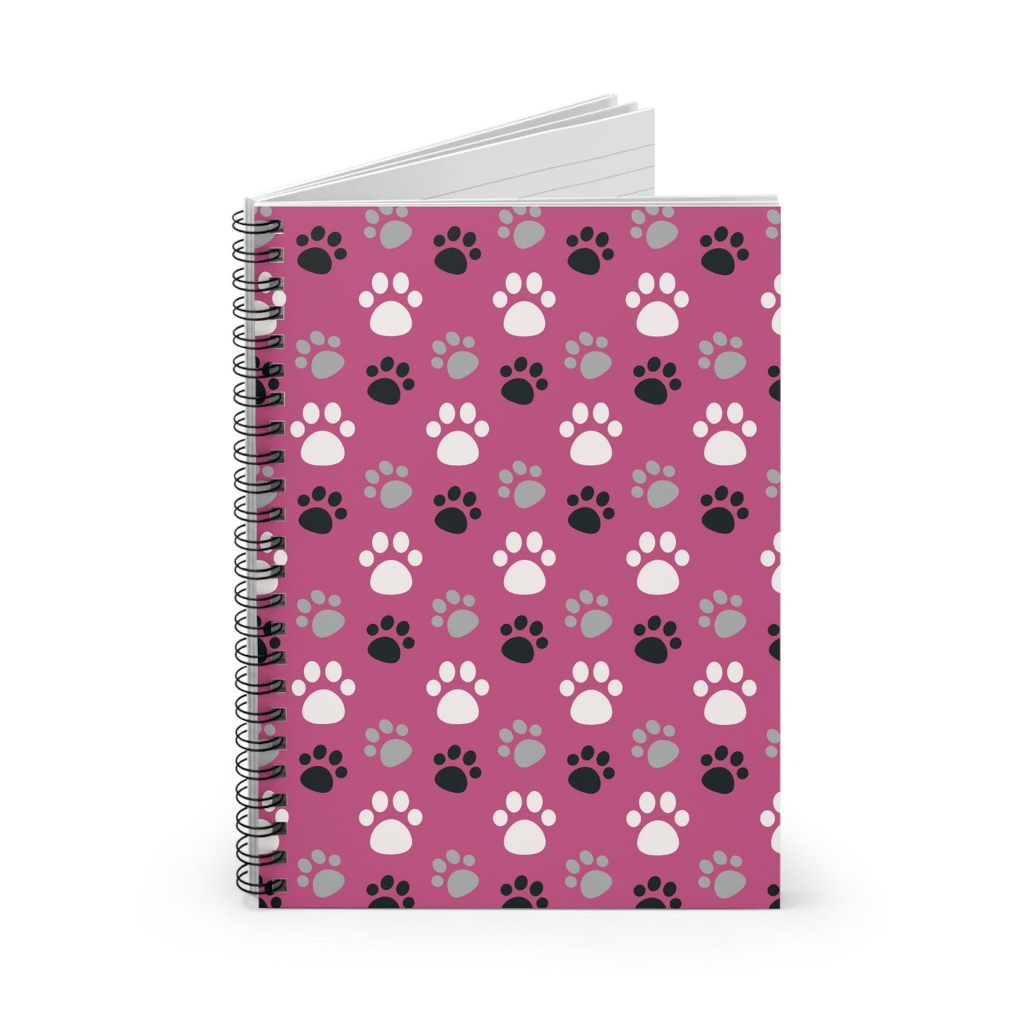 Ruled Line Adorable Pink Dog Paws Spiral Notebook for Pet Lovers - Texts and Threads