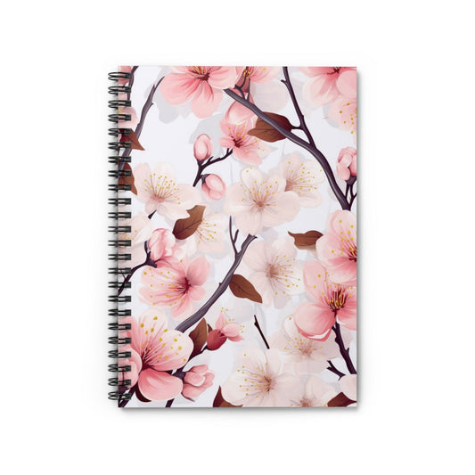 Ruled Line Artistic Cherry Blossom Spiral Notebook for Writers - Texts and Threads